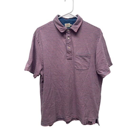 Faherty Men's Polo Shirt Red and blue stripes size Large - Picture 1 of 7